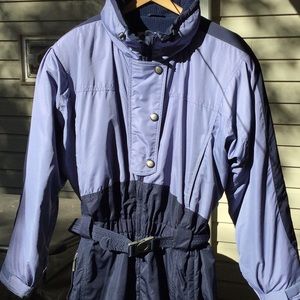 Columbia 90s Vintage  Colorblock One Piece Ski Suit Navy Blue & Purple XL